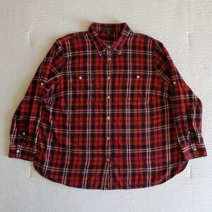 LRL RALPH LAUREN Mens Button-Down Long-Sleeve Dual Pocket Flannel Shirt (3X) Red